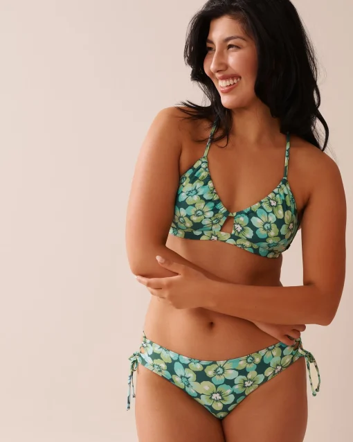la Vie en Rose A Splashing Escape|Eco-conscious Swimwear>Recycled Fibers Cross-Tie Bikini Bottom Aqua Flora