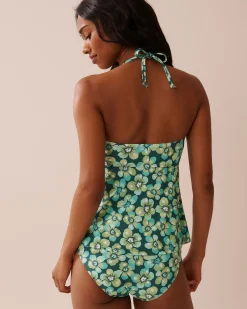 la Vie en Rose A Splashing Escape|Tankinis>Recycled Fibers Bandeau Tankini Top Aqua Flora