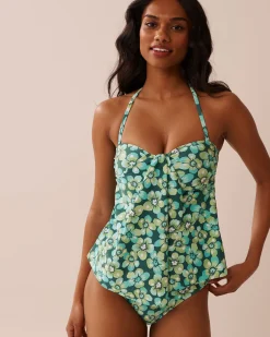 la Vie en Rose A Splashing Escape|Tankinis></noscript>Recycled Fibers Bandeau Tankini Top Aqua Flora