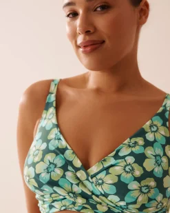 la Vie en Rose A Splashing Escape|Supportive Swimwear></noscript>Recycled Fibers D Cup Bralette Bikini Top Aqua Flora