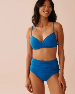 la Vie en Rose A Splashing Escape|Eco-conscious Swimwear>Recycled Fibers Plunge Bikini Top Azure Blue