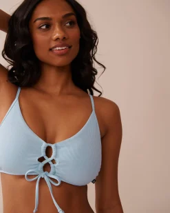 la Vie en Rose Texture Play|A Splashing Escape></noscript>Crisscross Detail Ribbed Bralette Bikini Top Baby Blue
