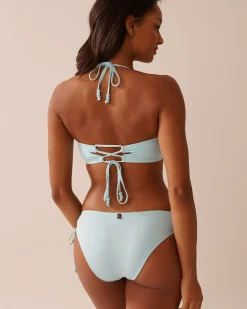 la Vie en Rose A Splashing Escape|Eco-conscious Swimwear></noscript>Recycled Fibers Twisted Bandeau Bikini Top Baby Blue