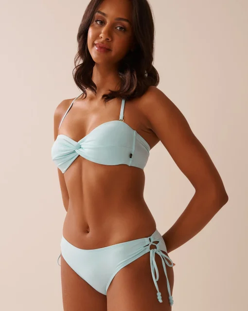 la Vie en Rose A Splashing Escape|Eco-conscious Swimwear>Recycled Fibers Twisted Bandeau Bikini Top Baby Blue