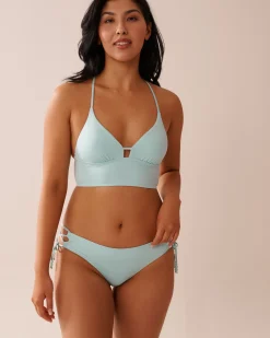 la Vie en Rose A Splashing Escape|Eco-conscious Swimwear></noscript>Recycled Fibers Cross-Tie Brazilian Bikini Bottom Baby Blue
