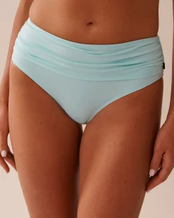 la Vie en Rose A Splashing Escape|Eco-conscious Swimwear>Recycled Fibers Draped Mid Waist Bikini Bottom Baby Blue