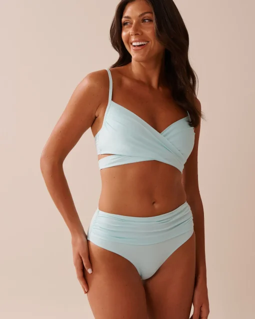 la Vie en Rose A Splashing Escape|Eco-conscious Swimwear>Recycled Fibers Crossed Push-up Bikini Top Baby Blue