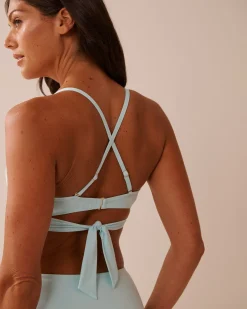 la Vie en Rose A Splashing Escape|Eco-conscious Swimwear></noscript>Recycled Fibers Crossed Push-up Bikini Top Baby Blue