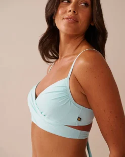 la Vie en Rose A Splashing Escape|Eco-conscious Swimwear></noscript>Recycled Fibers Crossed Push-up Bikini Top Baby Blue