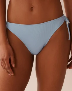 la Vie en Rose Texture Play|A Splashing Escape>Ribbed Side Tie Brazilian Bikini Bottom Baby Blue