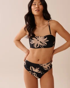 la Vie en Rose On Neutral Ground|Tops></noscript>Bandeau Bikini Top Black Hibiscus