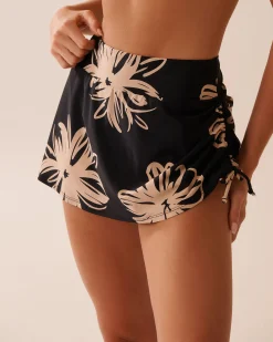 la Vie en Rose On Neutral Ground|Bottoms>High Waist Skirt Bikini Bottom Black Hibiscus