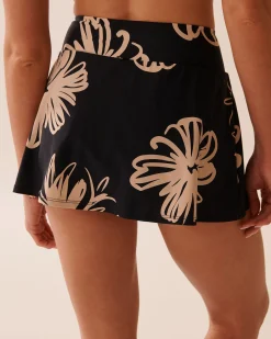 la Vie en Rose On Neutral Ground|Bottoms></noscript>High Waist Skirt Bikini Bottom Black Hibiscus
