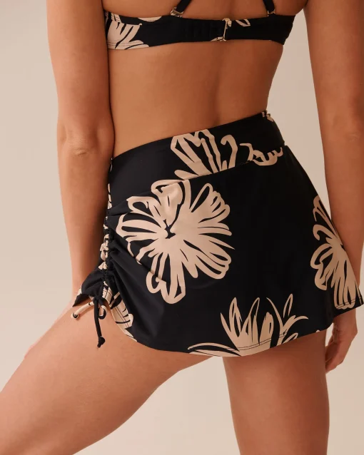 la Vie en Rose On Neutral Ground|Bottoms>High Waist Skirt Bikini Bottom Black Hibiscus