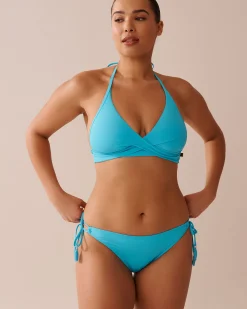 la Vie en Rose A Splashing Escape|Tops>Recycled Fibers Criss-Cross Triangle Bikini Top Blue Atoll
