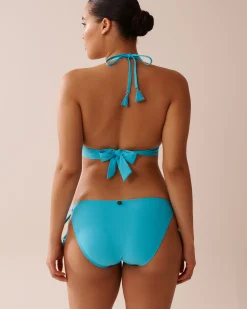 la Vie en Rose A Splashing Escape|Tops>Recycled Fibers Criss-Cross Triangle Bikini Top Blue Atoll
