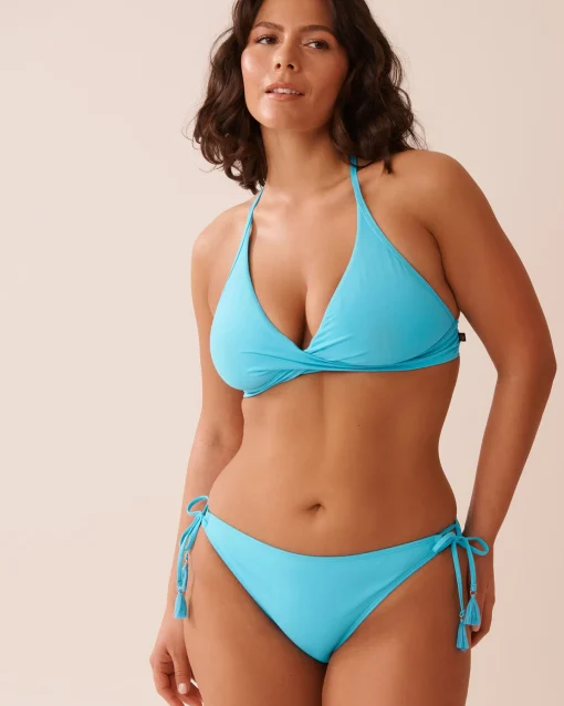 la Vie en Rose A Splashing Escape|Tops>Recycled Fibers Criss-Cross Triangle Bikini Top Blue Atoll