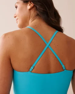 la Vie en Rose A Splashing Escape|One-pieces></noscript>Ring Front Bandeau One-piece Swimsuit Blue Atoll