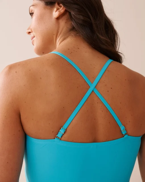 la Vie en Rose A Splashing Escape|One-pieces>Ring Front Bandeau One-piece Swimsuit Blue Atoll