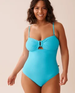 la Vie en Rose A Splashing Escape|One-pieces></noscript>Ring Front Bandeau One-piece Swimsuit Blue Atoll