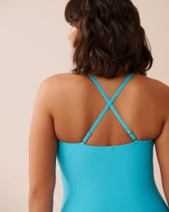 la Vie en Rose A Splashing Escape|One-pieces></noscript>Ring Front Bandeau One-piece Swimsuit Blue Atoll