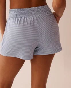 la Vie en Rose The Peachy Dream Collection|Bottoms>Blue Stripe Super Soft Pajama Shorts Cloud Blue Stripes