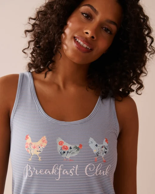 la Vie en Rose The Peachy Dream Collection|Tops>Chicken Print Super Soft Cami Cloud Blue Stripes