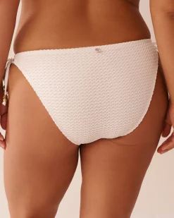 la Vie en Rose Texture Play|On Neutral Ground>Crochet Side Tie Brazilian Bikini Bottom Coconut Milk