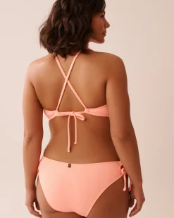 la Vie en Rose Texture Play|Summer Romance></noscript>Ribbed Bralette Bikini Top Coral Pink