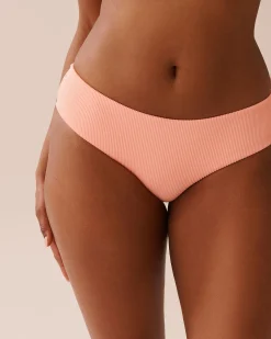 la Vie en Rose Texture Play|Summer Romance>Ribbed Hipster Bikini Bottom Coral Pink