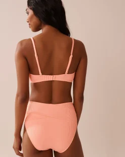 la Vie en Rose Summer Romance|Tops></noscript>Ribbed U-Wire Bandeau Bikini Top Coral Pink
