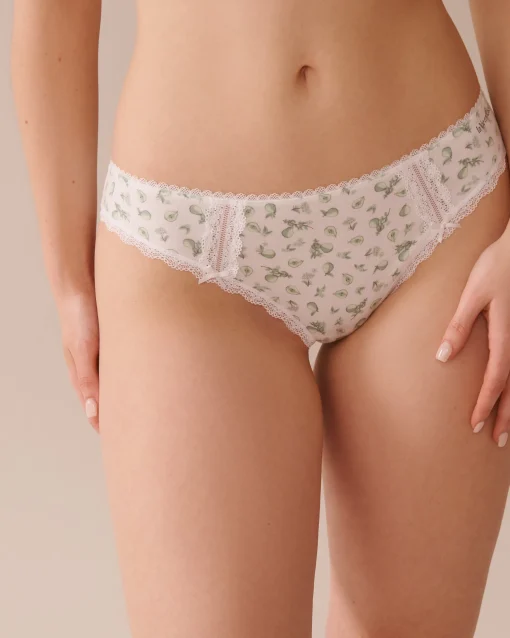 la Vie en Rose Cotton Panties|Bikini>Cotton and Lace Detail Bikini Panty White/Pears