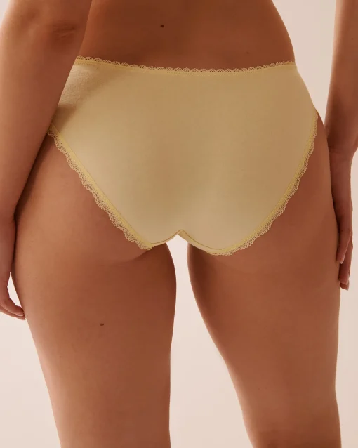 la Vie en Rose Cotton Panties|Bikini>Cotton and Lace Detail Bikini Panty Lemon Yellow