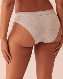 la Vie en Rose Cotton Panties|Bikini>Cotton and Logo Elastic Band Bikini Panty Grey