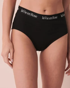 la Vie en Rose Cotton Panties|High Waist>Cotton and Logo Elastic Band High Waist Bikini Panty Black
