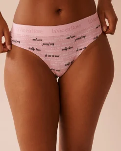 la Vie en Rose Cotton Panties|Thong>Cotton and Logo Elastic Band Thong Panty Blushing Pink