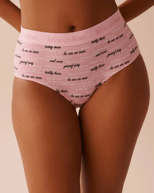 la Vie en Rose Cotton Panties|High Waist>Cotton and Logo Elastic Band High Waist Bikini Panty Blushing Pink