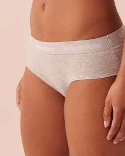 la Vie en Rose Hiphugger>Cotton and Logo Elastic Band Hiphugger Panty Grey