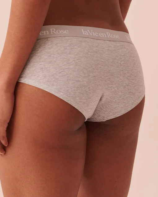 la Vie en Rose Hiphugger>Cotton and Logo Elastic Band Hiphugger Panty Grey