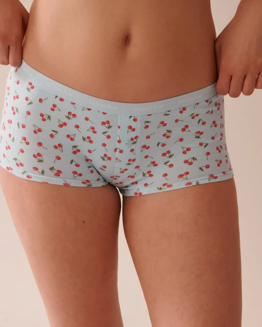 la Vie en Rose Cotton Panties|Boyshort>Cotton Boyleg Panty Pale Blue/Cherry
