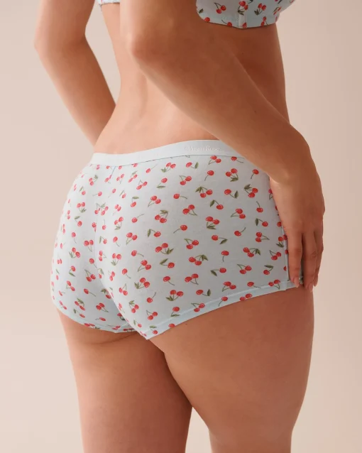 la Vie en Rose Cotton Panties|Boyshort>Cotton Boyleg Panty Pale Blue/Cherry