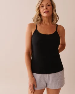 la Vie en Rose Cotton Pajamas|Tops>Cotton Cami Black