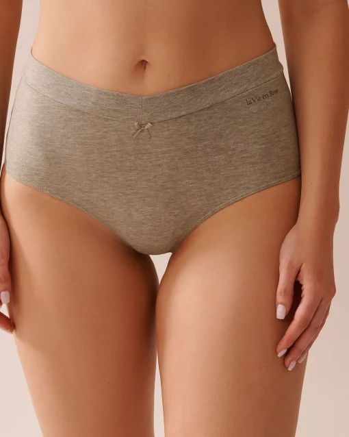 la Vie en Rose Cotton Panties|High Waist>Cotton High Waist Bikini Panty Light Brown