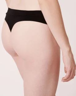 la Vie en Rose Cotton Panties|Thong>Cotton Thong Panty Black
