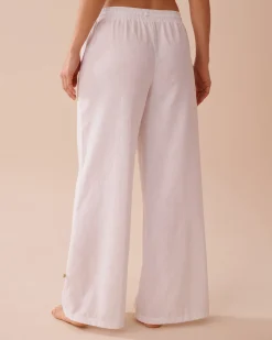 la Vie en Rose Always So Chic|Beachwear>Cotton-Linen Blend Wide Leg Pants White