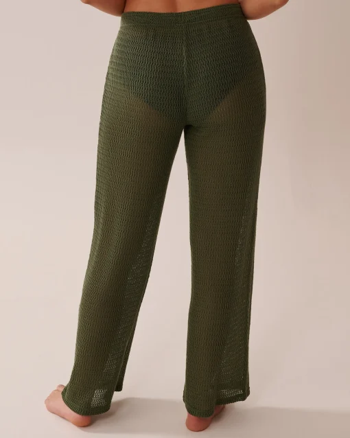 la Vie en Rose Texture Play|On Neutral Ground>Crochet Pants Olive Green