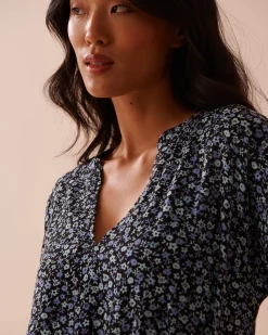 la Vie en Rose Beachwear></noscript>Floral Gauze Short Dress Periwinkle Flowers