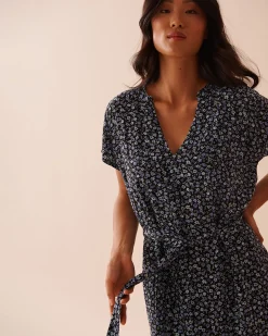 la Vie en Rose Beachwear></noscript>Floral Gauze Short Dress Periwinkle Flowers