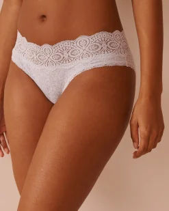 la Vie en Rose Bikini>Lace Trim Ribbed Bikini Panty Grey