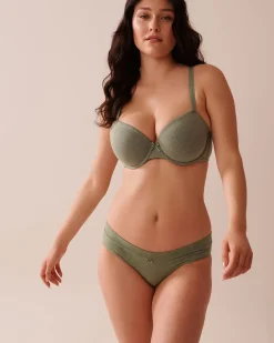 la Vie en Rose T-shirt Bras|Demi Cup>Lightly Lined Demi Cotton Bra Forest Green